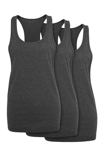 Build Your Brand Damen Tank Top Ladies Loose Tank 3-Pack, Dreierpack Tank Tops mit Raserback, lang geschnitten von Build Your Brand