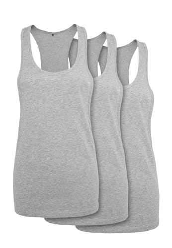 Build Your Brand Damen Tank Top Ladies Loose Tank 3-Pack, Dreierpack Tank Tops mit Raserback, lang geschnitten von Build Your Brand
