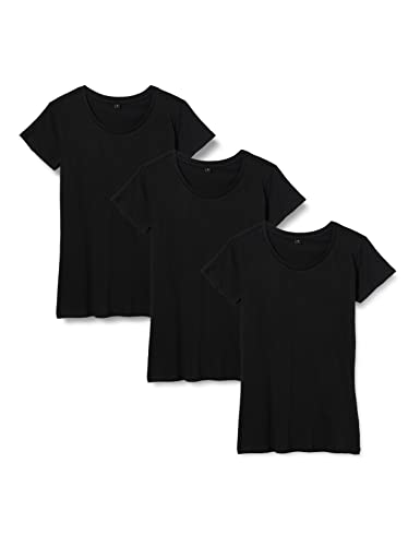 Build Your Brand Damen Ladies Merch T-Shirt 3-Pack T-Shirt,, per pack Schwarz (Blk/Blk/Blk 01203), Small (Herstellergröße: Small) von Build Your Brand