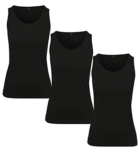 Build Your Brand Damen Ladies Merch Top 3-Pack Top,, per pack Schwarz (Blk/Blk/Blk 01203), Medium (Herstellergröße: Medium) von Build Your Brand