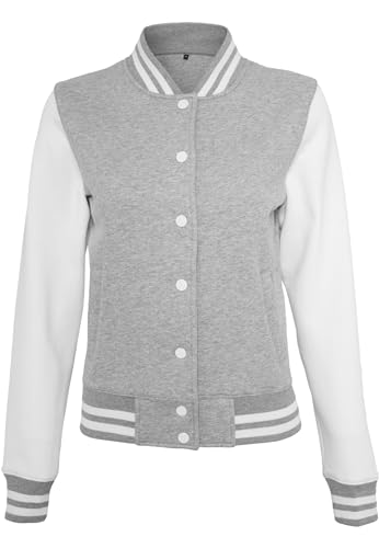 Build Your Brand Damen Ladies Sweat College Jacket Varsity Jacket, Grey/White, XS von Build Your Brand