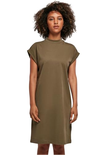 Build Your Brand Damen Kleid Ladies Turtle Extended Shoulder Dress, Farbe Olive, Größe L von Build Your Brand