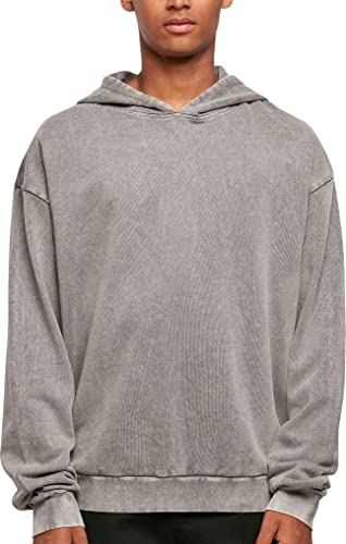 Build Your Brand Herren Acid Washed Oversized Hoody Kapuzenpullover, Asphalt, XS von Build Your Brand