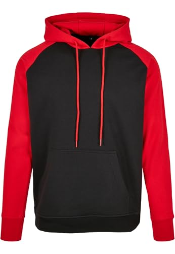 Build Your Brand Basic Raglan Hoody Black/red XXL von Build Your Brand