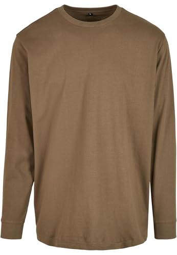 Build Your Brand Herren Longsleeve with Cuffrib T-Shirt, Olive, M, BY091 von Build Your Brand