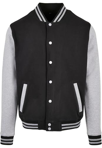 Build Your Brand Basic College Jacket Black/Heather Grey L von Build Your Brand
