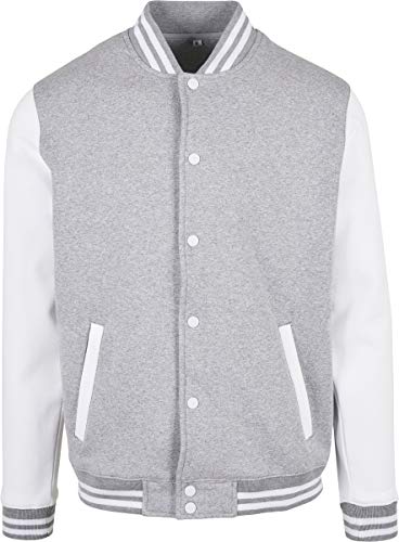 Build Your Brand Herren BB004-Basic College Jacket Jacke, Heather Grey/White, 4XL von Build Your Brand