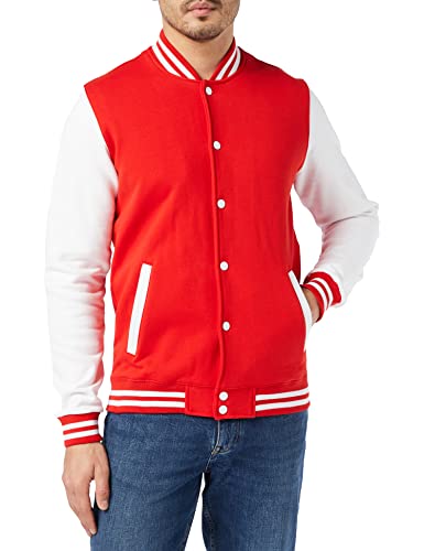 Build Your Brand Herren BB004-Basic College Jacket Jacke, red/White, S von Build Your Brand