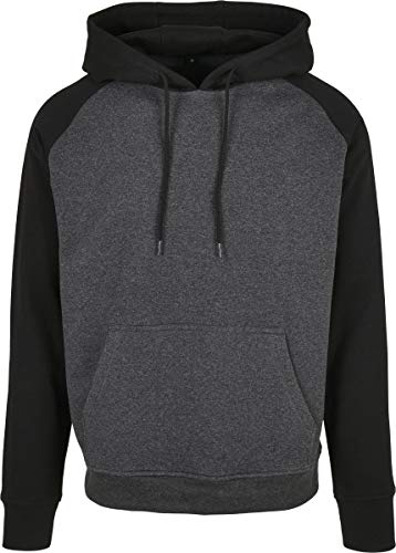 Build Your Brand Herren Basic Raglan Hoody Kapuzenpullover, Charcoal/Black, 3XL von Build Your Brand