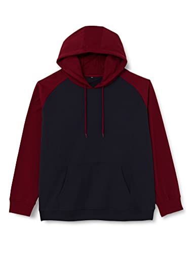 Build Your Brand Herren BB005-Basic Raglan Hoody Kapuzenpullover, NVY/Burgundy, 3XL von Build Your Brand