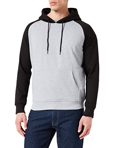 Build Your Brand Herren BB005-Basic Raglan Hoody Kapuzenpullover, h.Grey/blk, 3XL von Build Your Brand