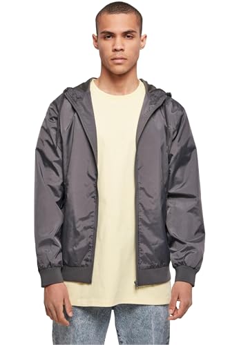Build Your Brand Herren Übergangsjacke Windrunner, Männer Windjacke mit Kapuze, Funktionsjacke für Männer, Darkshadow/darkshadow, 4XL von Build Your Brand