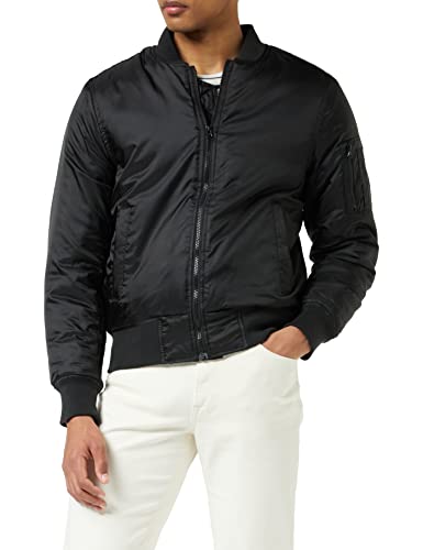 Build Your Brand Herren Jacke Bomber Jacket, Bomberjacke für Männer, leichte Sommerjacke, Black, L von Build Your Brand