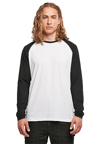 Build Your Brand Herren BB023-Contrast Raglan Longsleeve T-Shirt, White/Black, XL von Build Your Brand