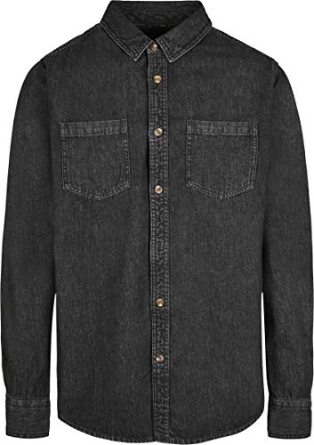 Build Your Brand Herren BY152-Denim Shirt Hemd, Black Washed, 4XL von Build Your Brand