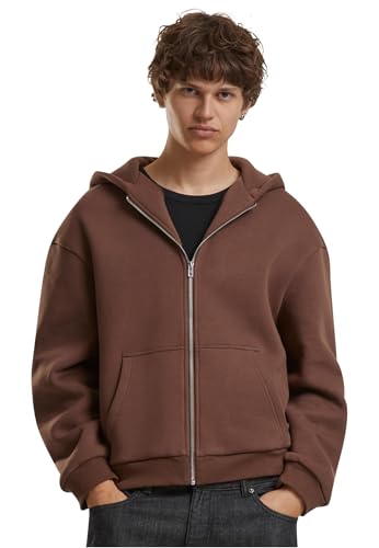 Build Your Brand Men's BY285-Fluffy Zip Hoody Hooded Sweatshirt, Chocolatebrown, 5XL von Build Your Brand