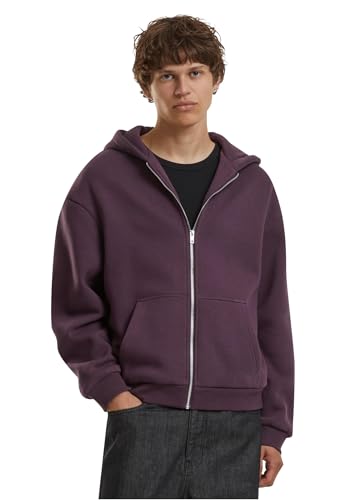 Build Your Brand Men's BY285-Fluffy Zip Hoody Hooded Sweatshirt, Plumpurple, 4XL von Build Your Brand