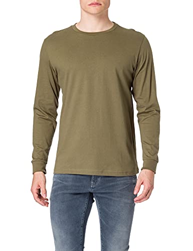 Build Your Brand Herren BY091-Longsleeve with Cuffrib T-Shirt, Olive, M von Build Your Brand