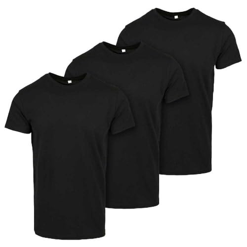Build Your Brand Herren Merch T-Shirt 3-Pack T-Shirt,, per pack Schwarz (Blk/Blk/Blk 01203), Large (Herstellergröße: Large) von Build Your Brand