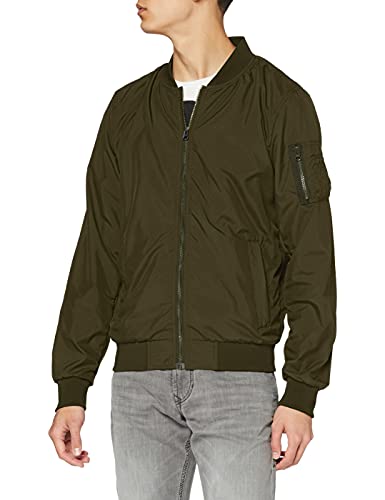 Build Your Brand Herren Nylon Bomber Jacket Bomberjacke, per pack Grün (Olive 00176), Medium (Herstellergröße: M) von Build Your Brand