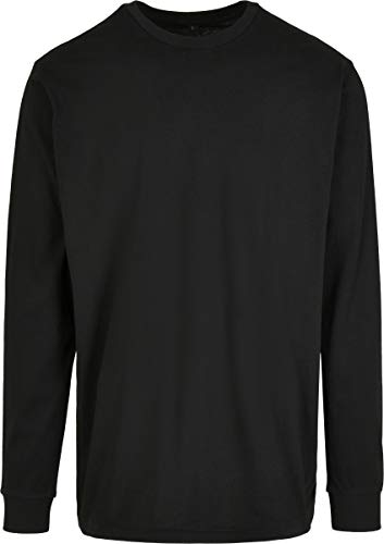 Build Your Brand Herren Organic Longsleeve With Cuffrib T Shirt, Schwarz, L EU von Build Your Brand