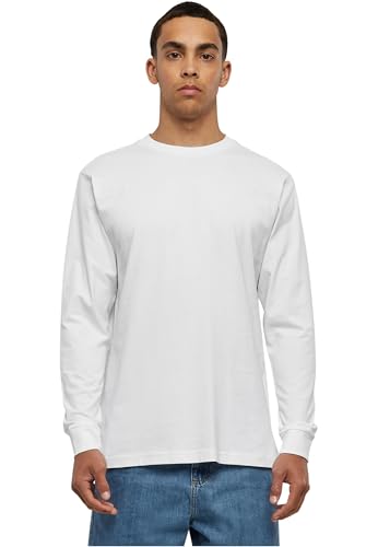 Build Your Brand Herren BY150-Organic Longsleeve with Cuffrib T-Shirt, Weiß, L von Build Your Brand