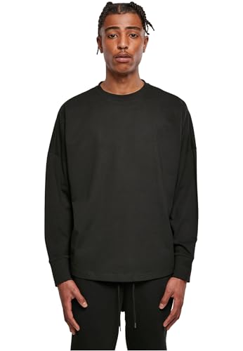 Build Your Brand Herren Oversized Cut On Sleeve Longsleeve T-Shirt, Black, XL von Build Your Brand