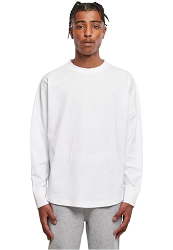 Build Your Brand Herren Oversized Cut On Sleeve Longsleeve T-Shirt, White, 3XL von Build Your Brand