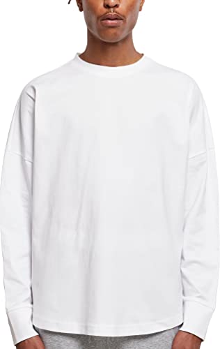 Build Your Brand Herren BY198-Oversized Cut On Sleeve Longsleeve T-Shirt, White, 4XL von Build Your Brand