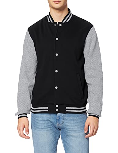 Build Your Brand Herren Sweat College Jacket Jacke, per pack Mehrfarbig (Black/H.Grey 00658), XX-Large (Herstellergröße: XXL) von Build Your Brand