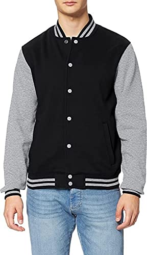 Build Your Brand Herren Sweat College Jacket Jacke,, per pack Mehrfarbig (Blk/Gry 00029), Large (Herstellergröße: Large) von Build Your Brand