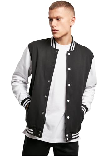 Build Your Brand Herren Sweat College Jacket Jacke, per pack Mehrfarbig (Blk/Wht 00050), Medium (Herstellergröße: M), BY021 von Build Your Brand