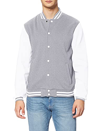 Build Your Brand Herren Sweat College Jacket Jacke, per pack Mehrfarbig (Gry/Wht 00132), Medium (Herstellergröße: M) von Build Your Brand