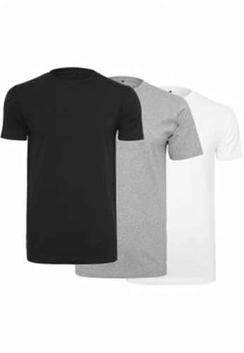 Build Your Brand Herren T-Shirt Round Neck 3-Pack T-Shirt,, 3per pack Mehrfarbig (Blk/H.Grey/Wht 02227), X-Small (Herstellergröße: X-Small) von Build Your Brand