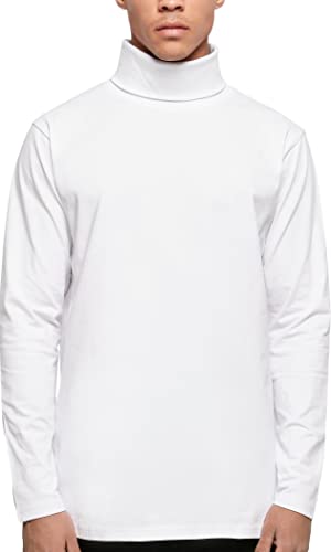 Build Your Brand Herren Turtle Neck Ls T-Shirt, Weiß, 4XL von Build Your Brand