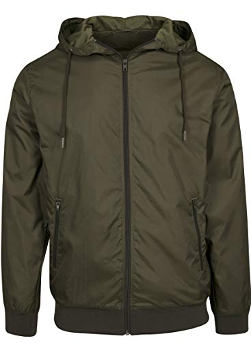 Build Your Brand Herren Übergangsjacke Windrunner, Männer Windjacke mit Kapuze, Funktionsjacke für Männer, Olive/olive, XXL von Build Your Brand