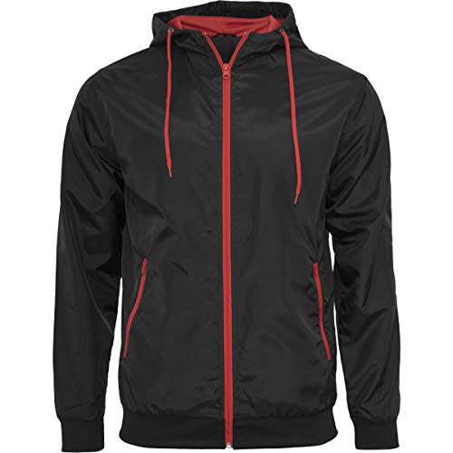 Build Your Brand Herren Windrunner Jacke, per pack Mehrfarbig (Blk/Red 00044), XX-Large (Herstellergröße: XXL) von Build Your Brand