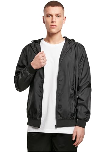 Build Your Brand Herren Übergangsjacke Windrunner, Männer Windjacke mit Kapuze, Funktionsjacke für Männer, Blk/blk, S von Build Your Brand
