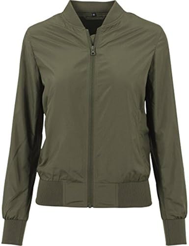 Build Your Brand Ladies Nylon Bomber Jacket Damenjacke Jacke Damen, Größe:XL, Farbe:Olive von Build Your Brand