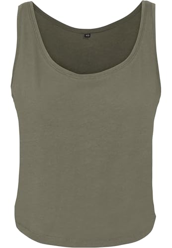 Build Your Brand Ladies Oversized Tanktop Grün Olive S von Build Your Brand