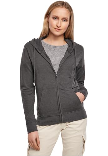 Build Your Brand Ladies Terry Zip Hoody - Farbe: Charcoal (Heather) - Größe: L von Build Your Brand