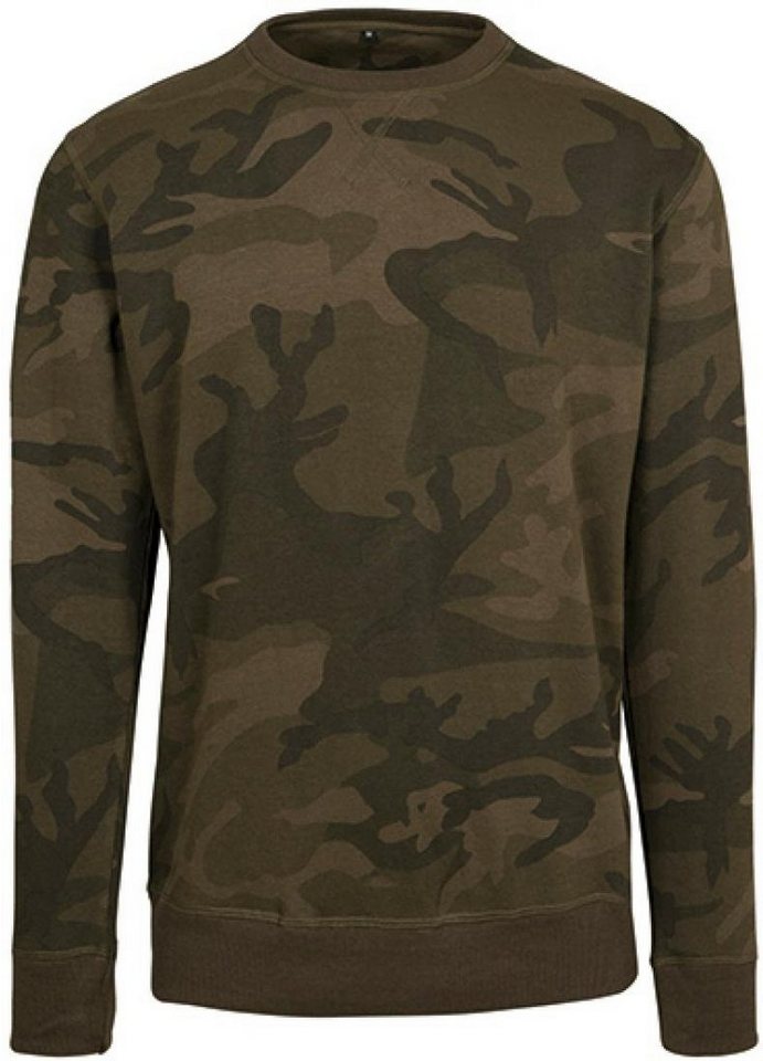 Build Your Brand Langarmshirt Herren Camo Crewneck T-Shirt - Lang geschnitten von Build Your Brand