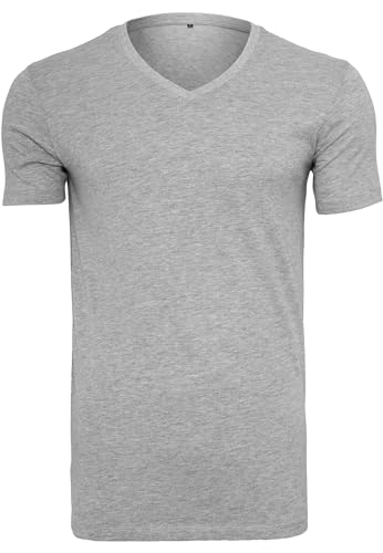 Build Your Brand Men's BY006-Light V-Neck T-Shirt, Heather Grey, L von Build Your Brand