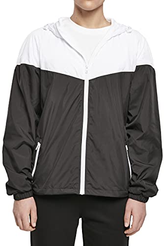 Build Your Brand Mens BY129-2-Tone Tech Windrunner Windbreaker, Black/White, L von Build Your Brand