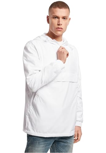 Build Your Brand Mens BY096-Basic Pull Over Jacket Windbreaker, White, L von Build Your Brand