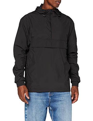 Build Your Brand Mens BY096-Basic Pull Over Jacket Windbreaker, Black, S von Build Your Brand