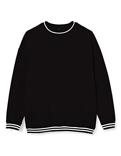 Build Your Brand Mens BY104-College Crew Pullover Sweater, Black/White, 4XL von Build Your Brand