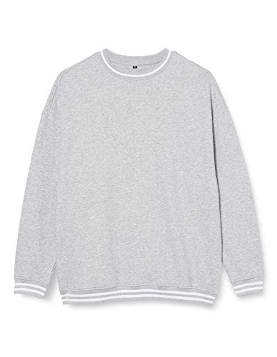 Build Your Brand Mens College Crew Pullover Sweater, Heather Grey/White, 4XL von Build Your Brand