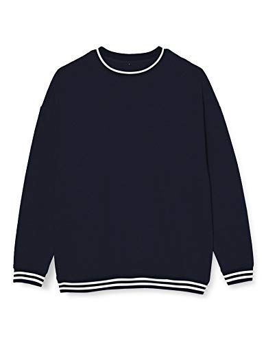 Build Your Brand Mens BY104-College Crew Pullover Sweater, Navy/White, M von Build Your Brand