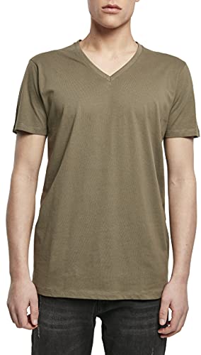 Build Your Brand Mens BY006-Light V-Neck T-Shirt, Olive, 4XL von Build Your Brand